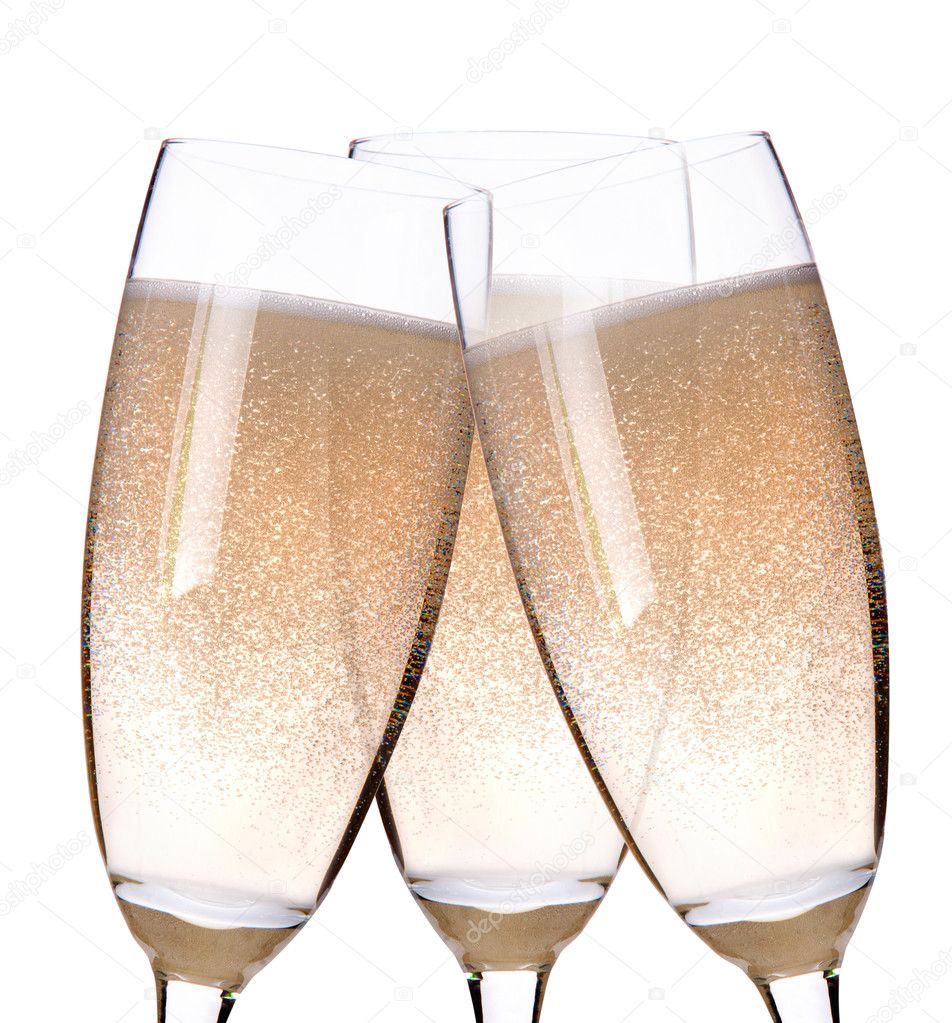 Three glasses of champagne flutes