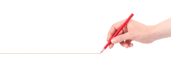 Desenho à mão linha vermelha com lápis isolado — Fotografia de Stock