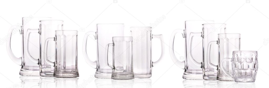 Empty beer Glass series isolated