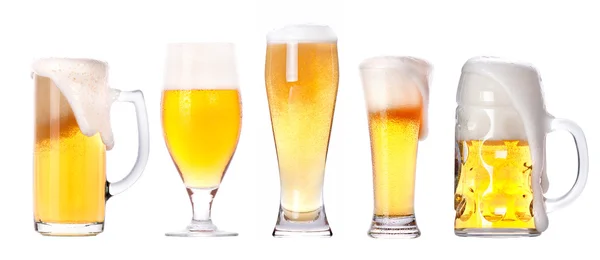 Beer glass collection isolated — Stock Photo, Image