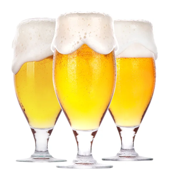 Frosty glass of light beer isolated — Stock Photo, Image