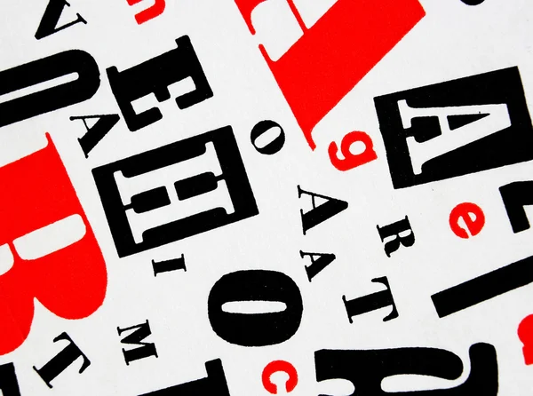 Rot schwarz weiß - Buchstabenmischung Stockfoto