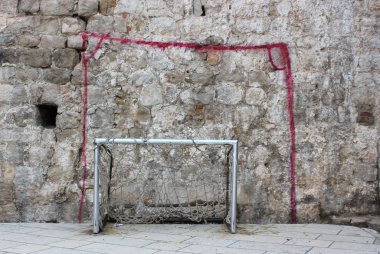 Wall-painted and real goalposts clipart