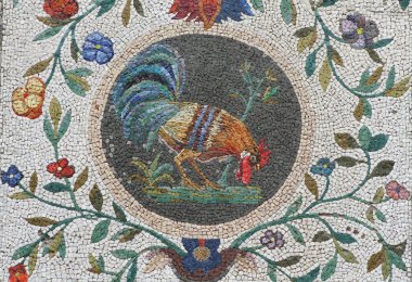 Cock mosaic - Vatican gardens, Rome clipart