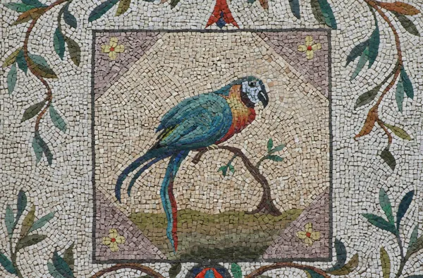 Papegoja mosaik - Vatikanen trädgårdar, Rom — Stockfoto