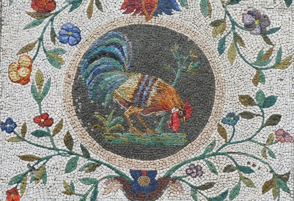 Kohout mozaika - Vatikánské zahrady, Řím — Stock fotografie