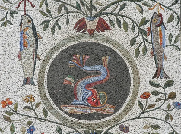 Ryby mozaika - ogrody Watykańskie, Rzym — Zdjęcie stockowe