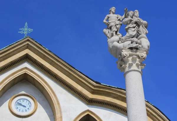 stock image Holy Trinity sculpture and church detail, Ljubljana