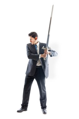 Businessman with sword 2 clipart