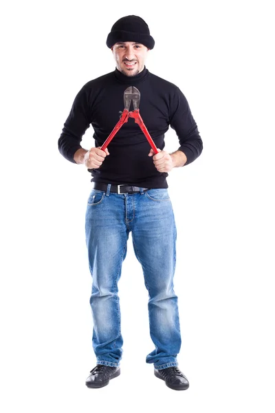 Burglar with wire cutters 3 — Stock Photo, Image