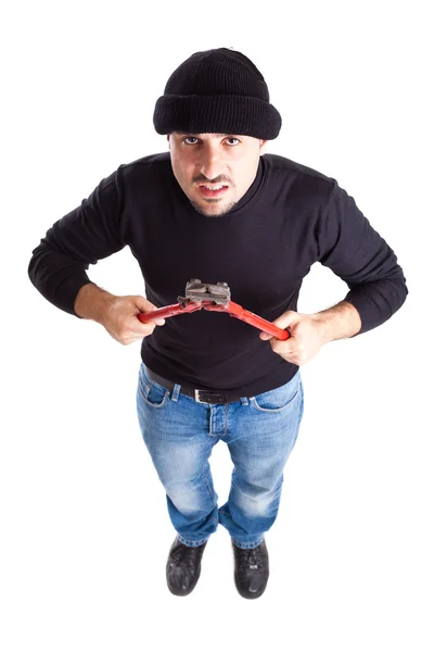 Burglar with wire cutters 7 — Stock Photo, Image