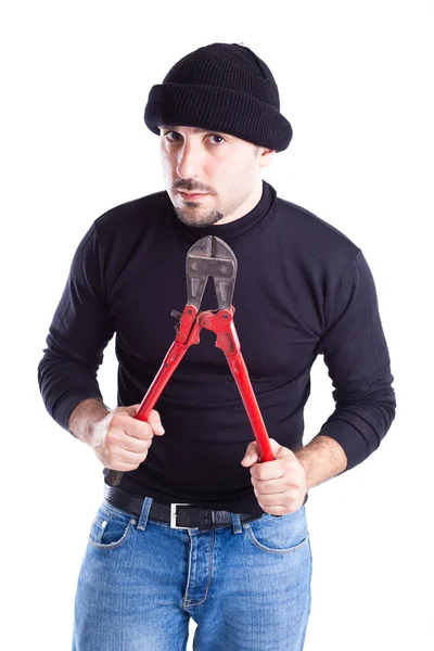 Burglar with wire cutters 6 — Stock Photo, Image