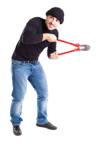 Burglar with wire cutters 8 — Stock Photo, Image