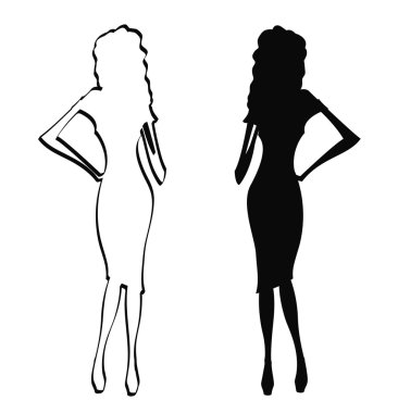 Silhouettes of pretty woman clipart