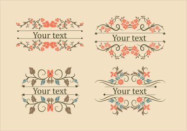 Calligraphic elements vintage set clipart