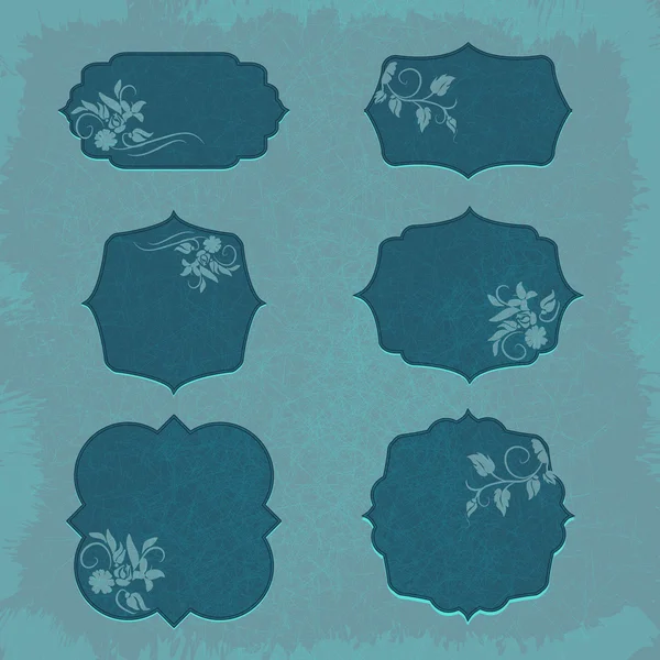 Plantilla de etiqueta Grunge con flor — Archivo Imágenes Vectoriales