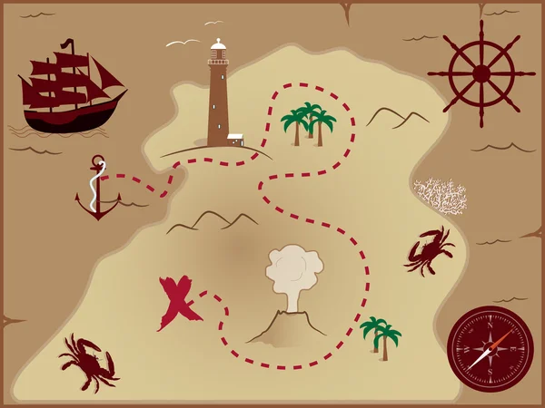 Pirátská mapa — Stockový vektor