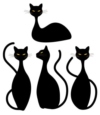 dört siyah kedi