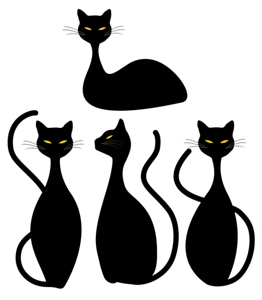 stock vector Four Black Cats