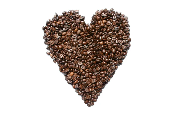 Coffee beans in heart shape — Stock Photo, Image