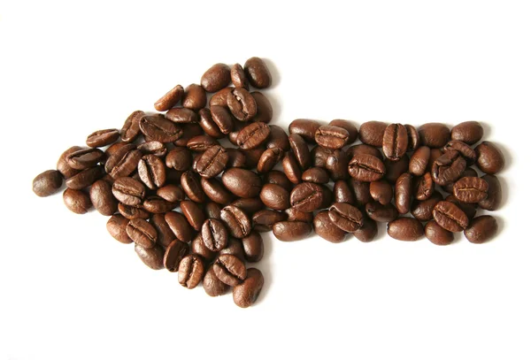 Kahve çekirdekleri ile yapılan ok — Stok fotoğraf