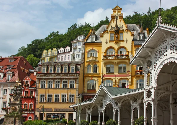 Centro città di Karlovy Vary, Repubblica Ceca Immagine Stock