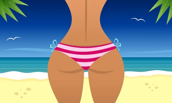 Vektor sexig tjej på stranden nära ett hav — Stock vektor