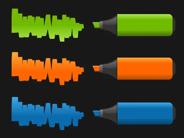 Uppsättning av överstrykningspenna pennor vektor — Stock vektor