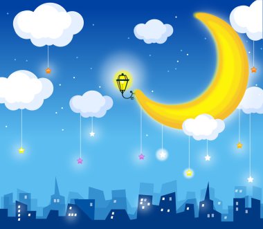 Moon and skyline clipart