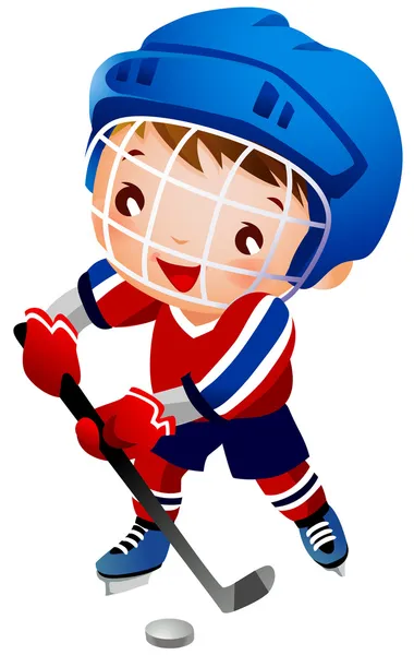 Niño jugador de hockey sobre hielo — Vector de stock