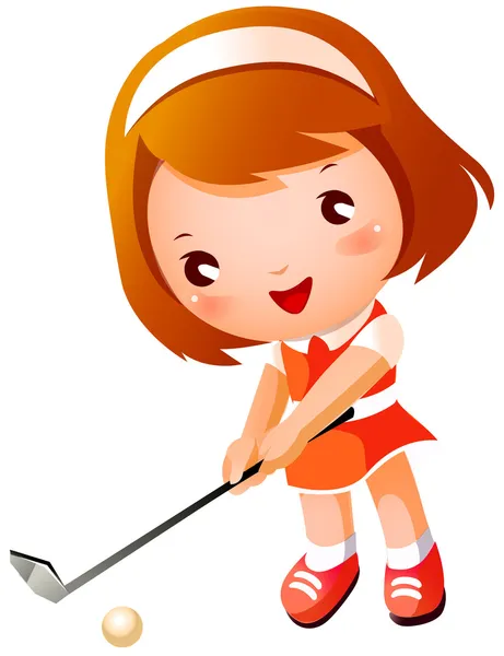 Golf oynayan kız — Stok Vektör
