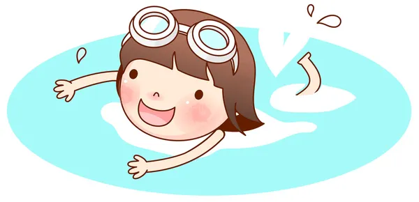 Portrait de fille nageant — Image vectorielle