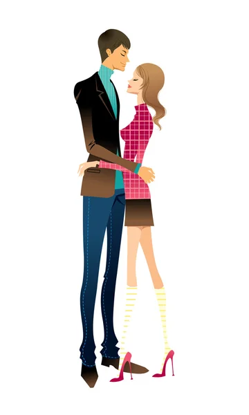 Jeune couple embrassant — Image vectorielle