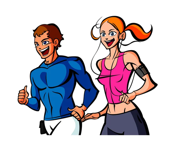 Çift jogging — Stok Vektör