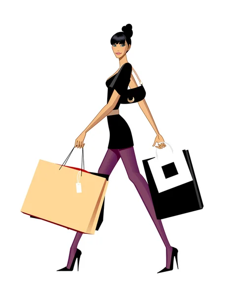Side view of woman walking — Stock Vector