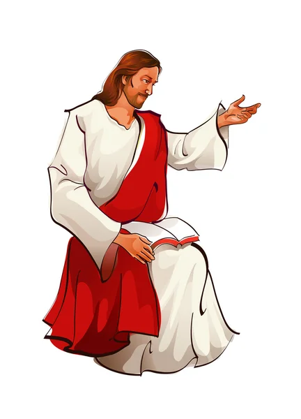 Vista laterale di Gesù Cristo seduto — Vettoriale Stock