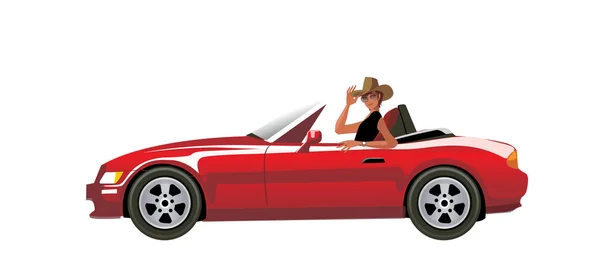 Vue latérale de l'homme assis dans la voiture — Image vectorielle