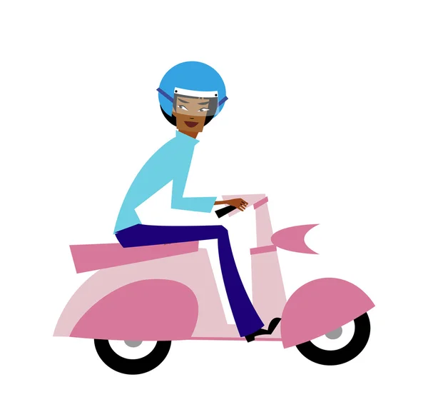 Vue latérale de l'homme sur scooter — Image vectorielle