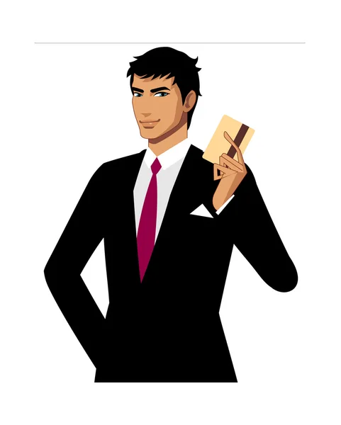 Close-up of man holding credit card Stock Illustration