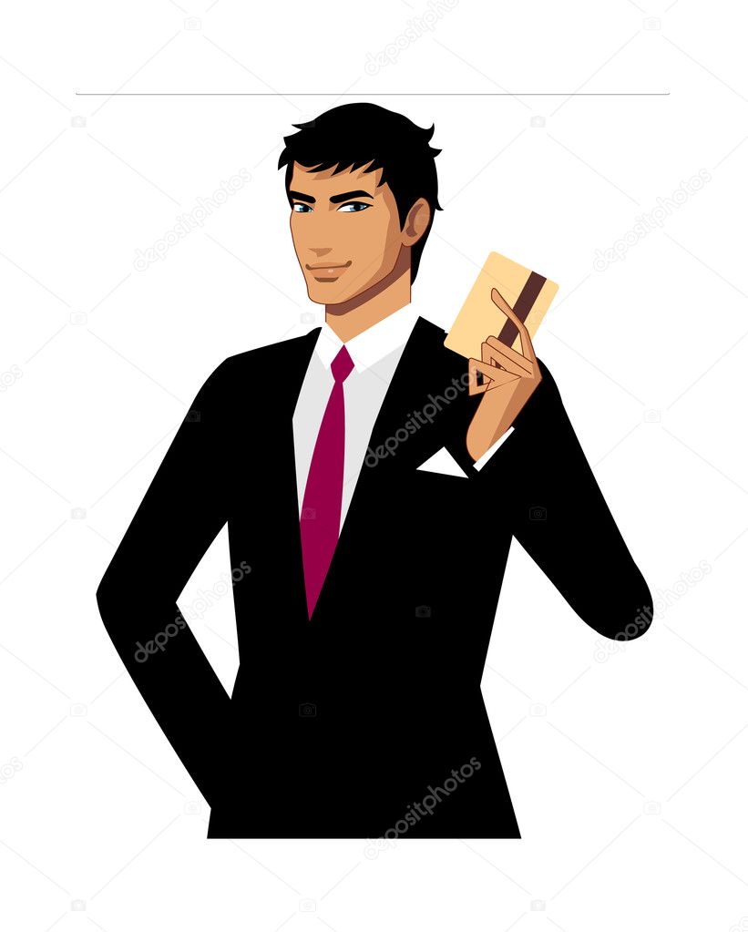 Close-up of man holding credit card