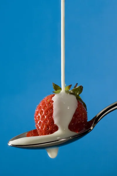 stock image Strawberry with milk