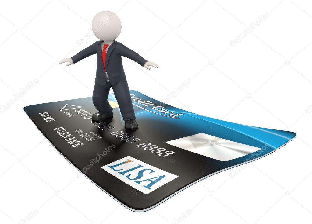 3d business man on credit card