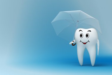 Tooth with umbrella clipart