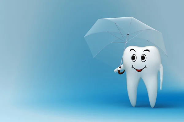 Tooth with umbrella — Stock Photo, Image