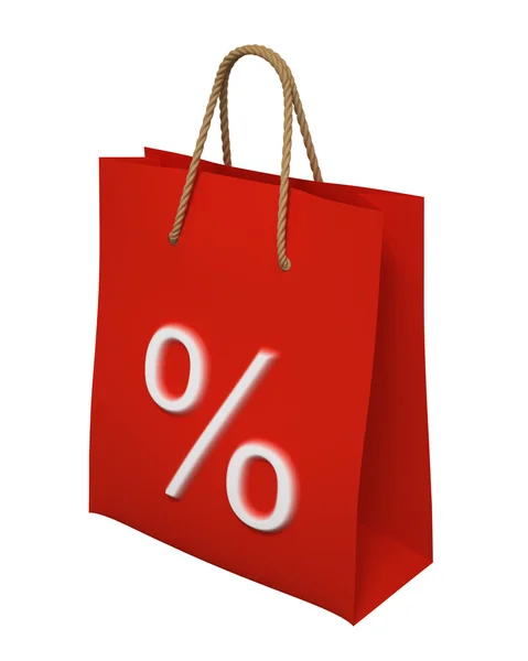 Saco de compras com marca percentual — Fotografia de Stock