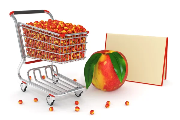 Shopping cart full of peaches — Stock Photo, Image