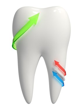 Beyaz diş simgesiyle ok - 3d