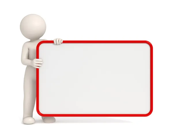 3d hombre sosteniendo un tablero vacío con marco rojo —  Fotos de Stock