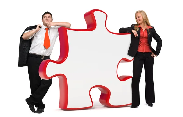 Business with puzzle - Copyspace — Stock Photo, Image