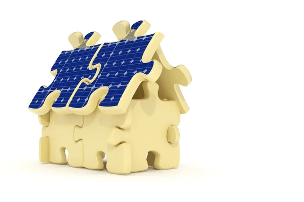 Puzzle casa pannello solare — Foto Stock